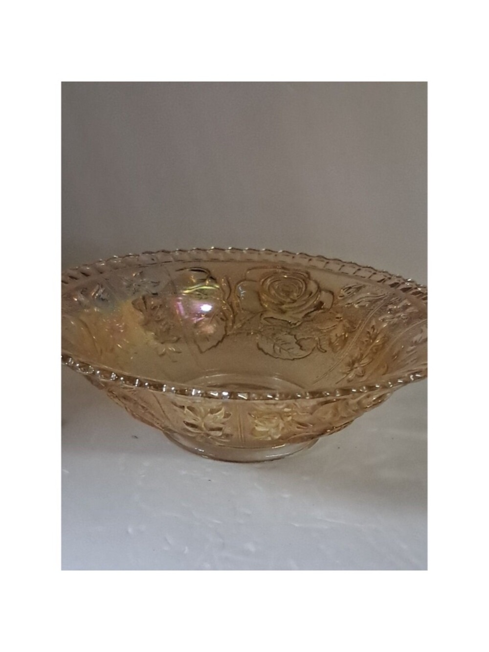 Vintage Amber Glass Decorative Bowl - Floral Pattern